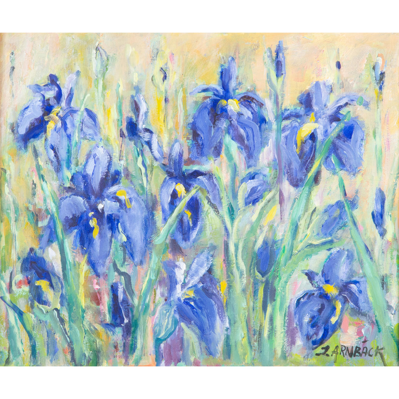INGA ARNBÄCK. "Garden iris", oil on canvas, signed I. Arnbäck.