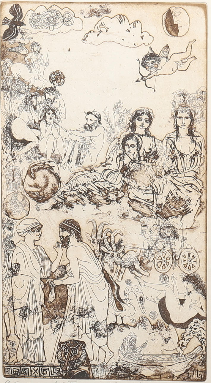 Unknown artist, Woodcut, nude, numbered.