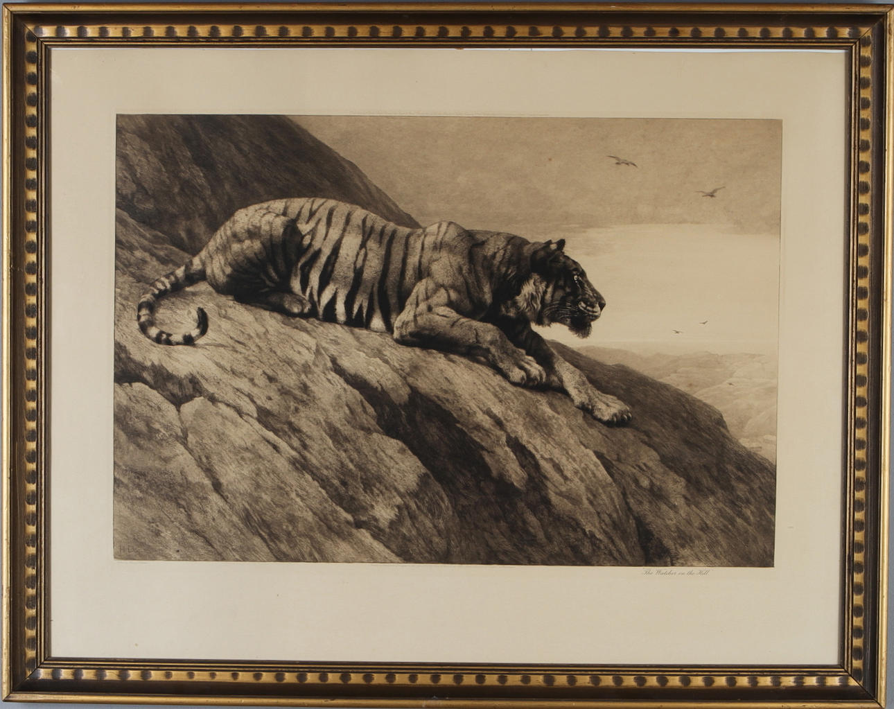 HERBERT DICKSEE. "Watcher On the Hill", etsning, utgiven 1900.