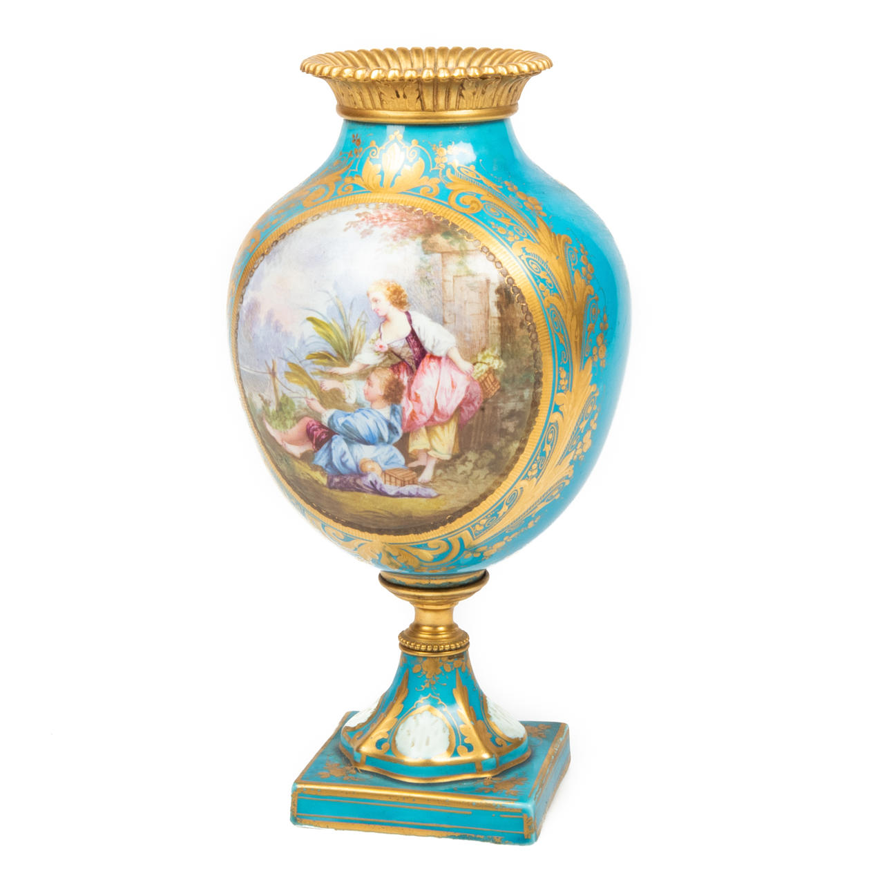 VAS, porcelana/bronce, sello tipo Sevres.