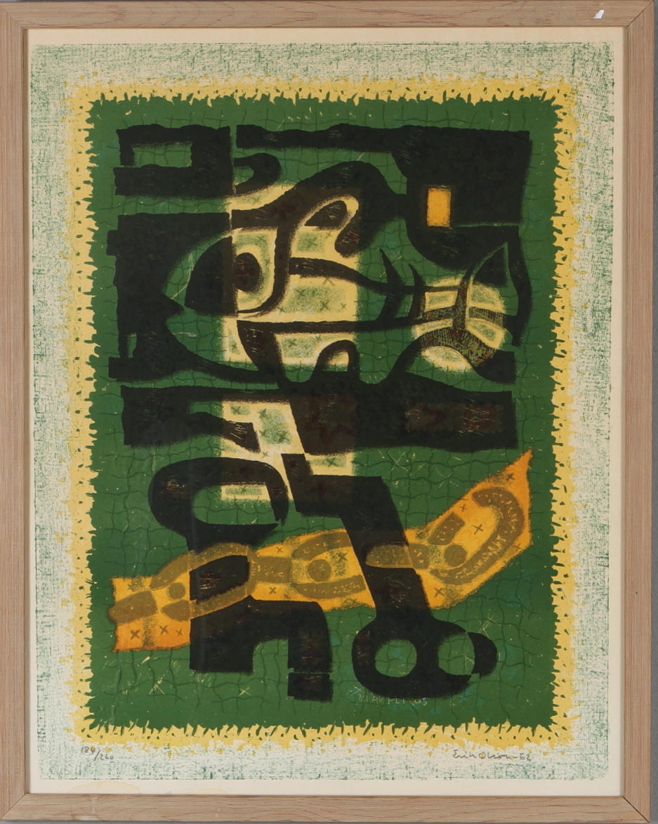 ERIK OLSON. "Du är Petrus", färglitografi, signerad och daterad -62 samt numrerad 184/260.