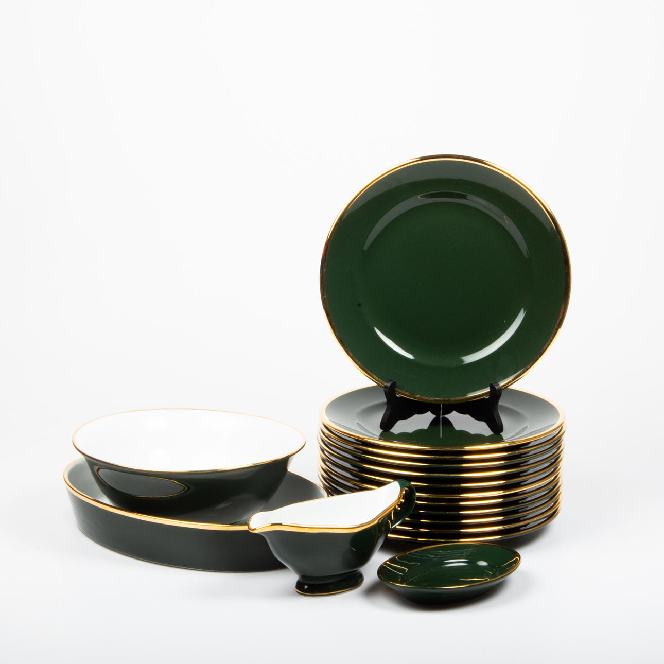 SPISEDELE, 16 stykker, "Green Bistro", Pillivuyt, Frankrig.