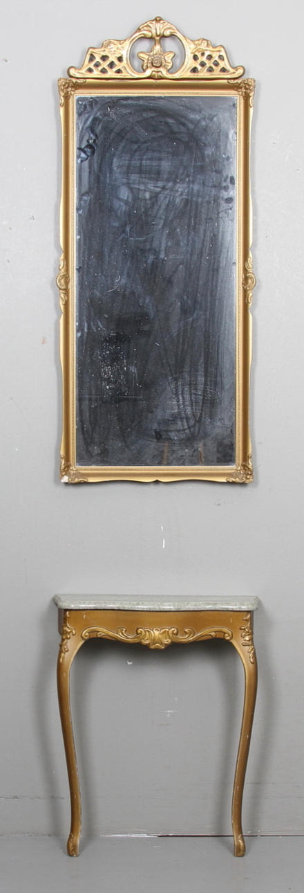 SPEGEL samt TRYMÅ, rokokostil, 1900-tal.