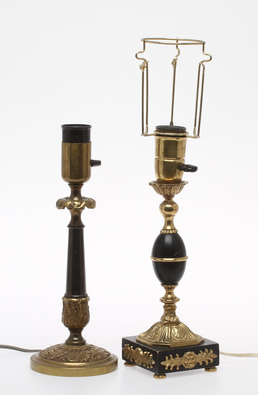 BORDSLAMPOR, 2 st, empirestil, 1900-tal.