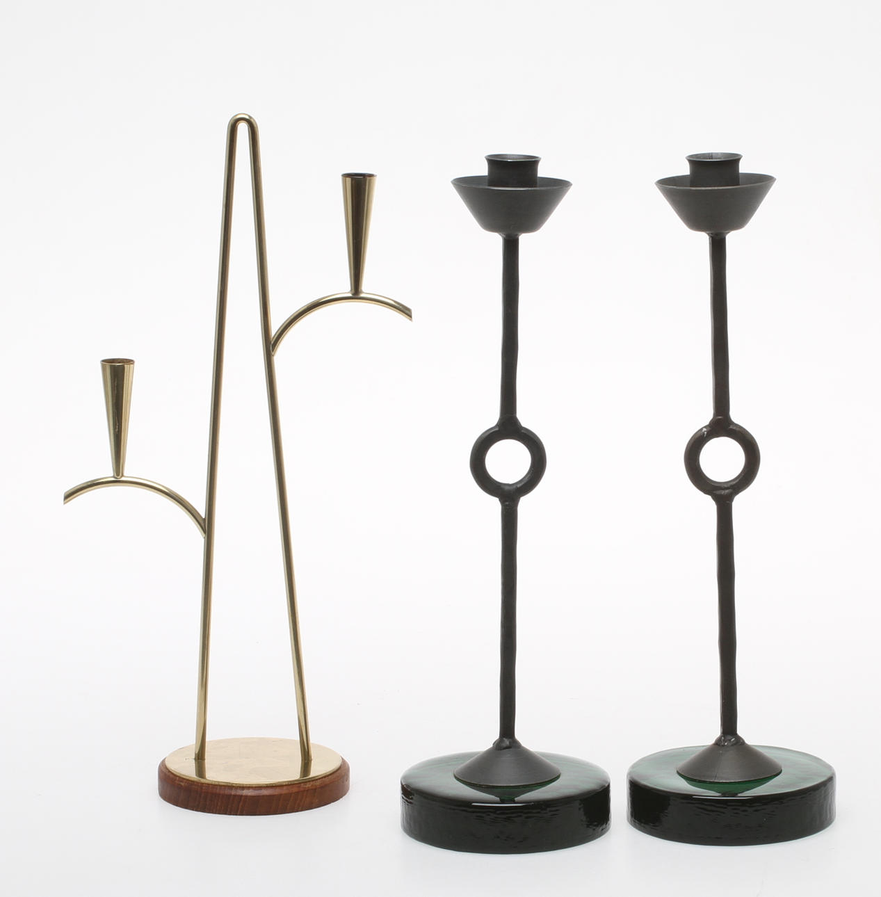 LJUSTAKAR, ett par och KANDELABER, Ystad metall, 1900-talets andra hälft.