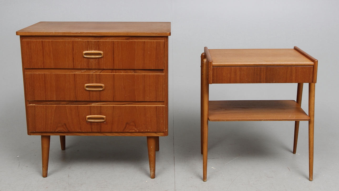 BYRÅ samt NATTBORD, 1950-tal.