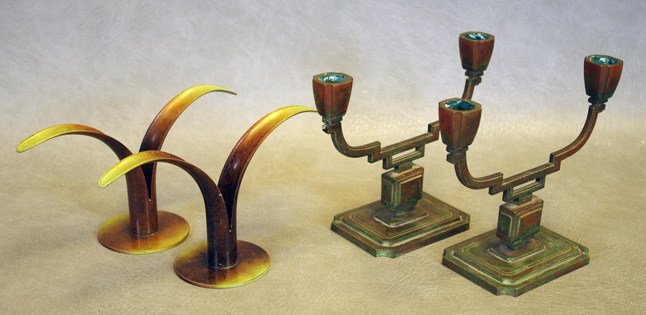 LJUSSTAKAR, 2 par, 2-armade, brons.