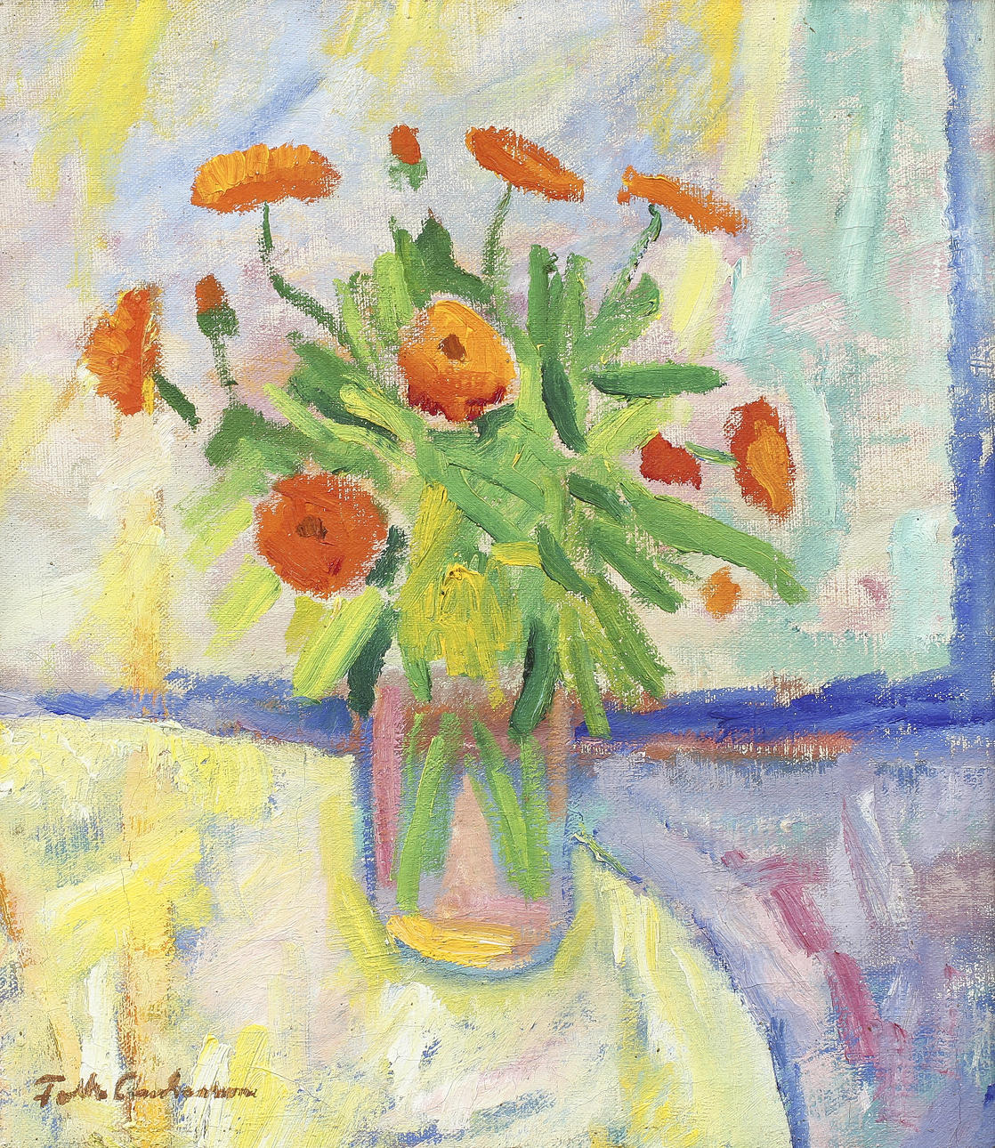FOLKE ANDRÉASSON (1902-1948). Blomsterstilleben. Olja på duk.