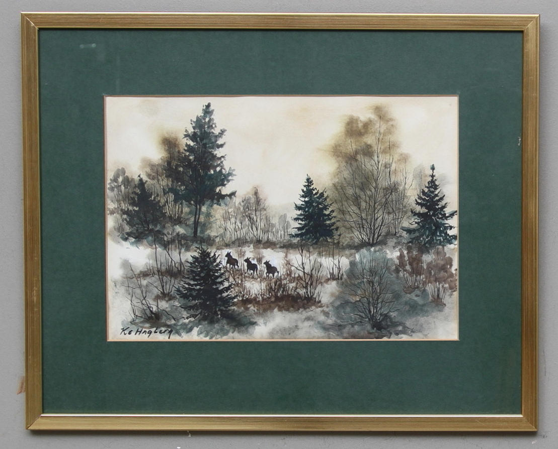 KARL ERIK HAGBERG. akvarell, signerad.