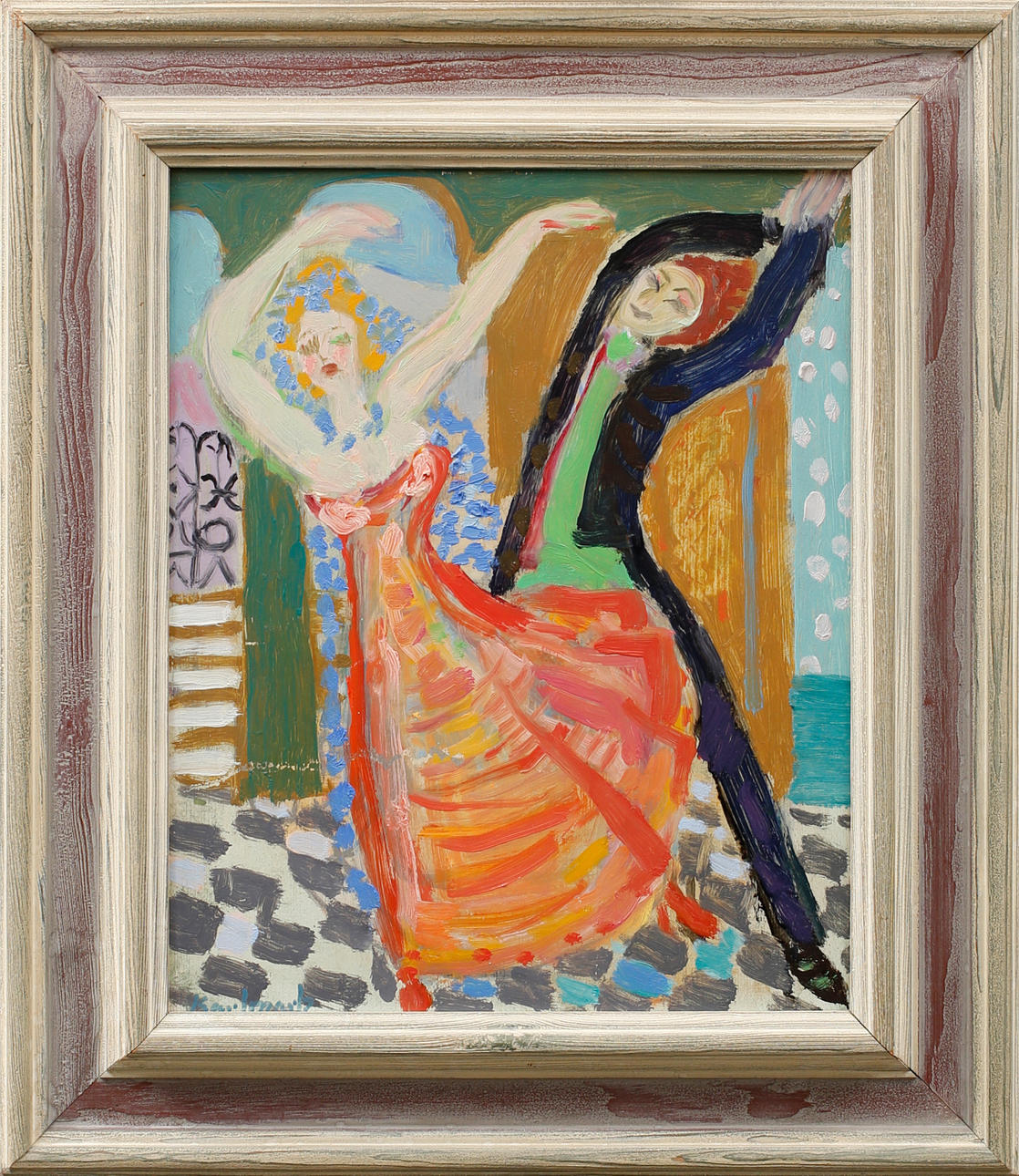 GERHARD KARLMARK. Dancer, oil on Board, signed Karlmark.