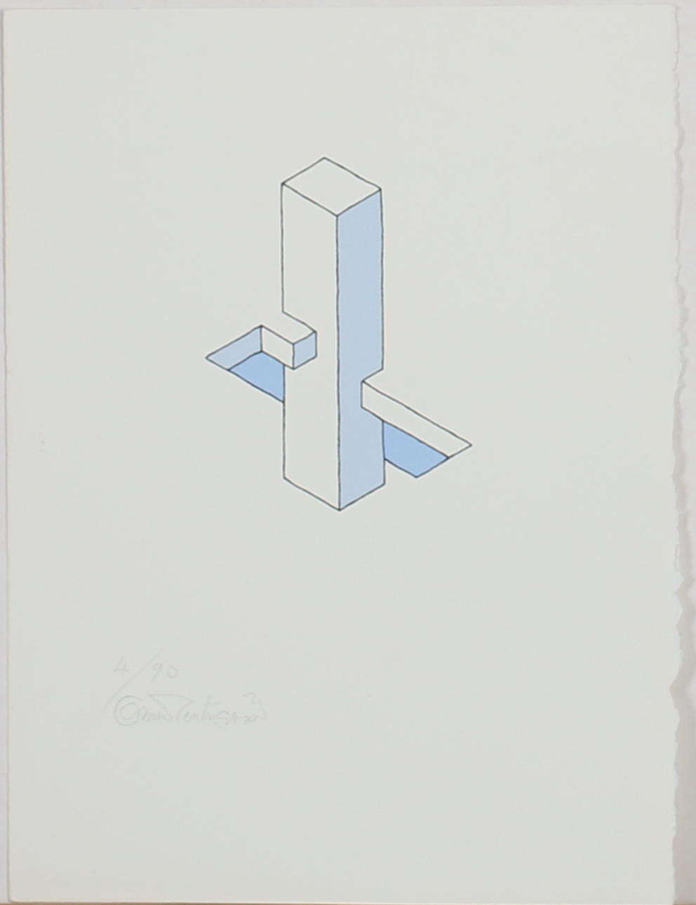 OSCAR REUTERSVÄRD. Omöjlig figur. Färglitografi. Signerad 4/90.