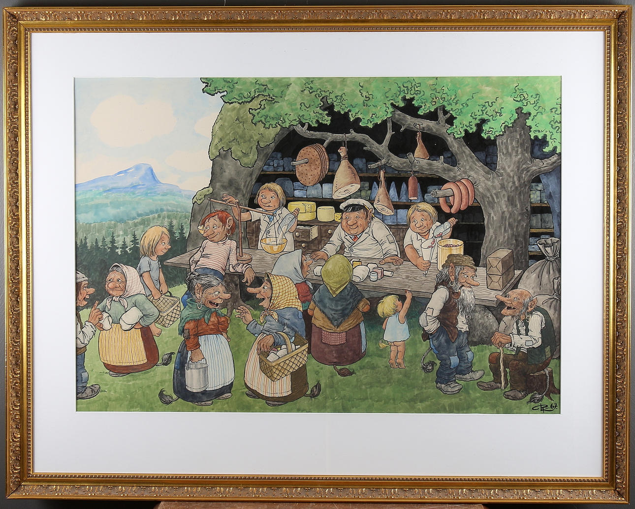ROLF LIDBERG. Lanthandeln, watercolor on paper, monogram signed and dated, -67.
