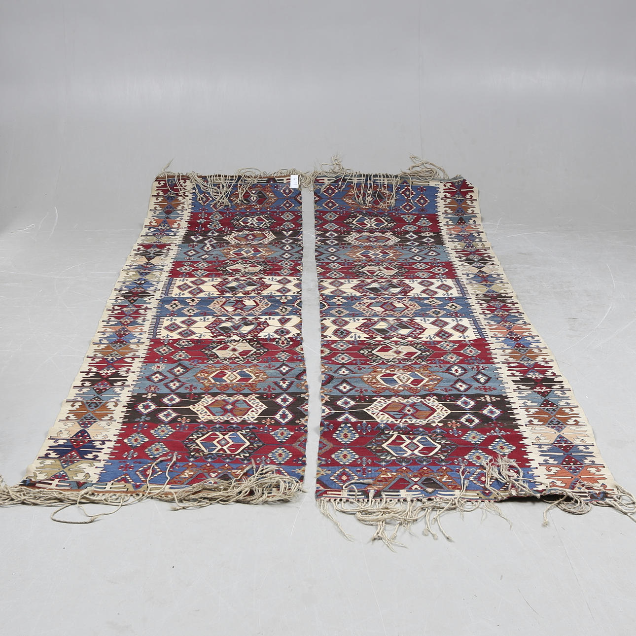 CARPET, Kilim, 2-part, approx. 340x90 cm each.