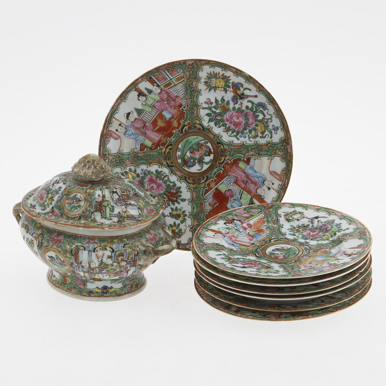 ORIENTALISK KERAMIK, 8 delar, Kanton, Kina.