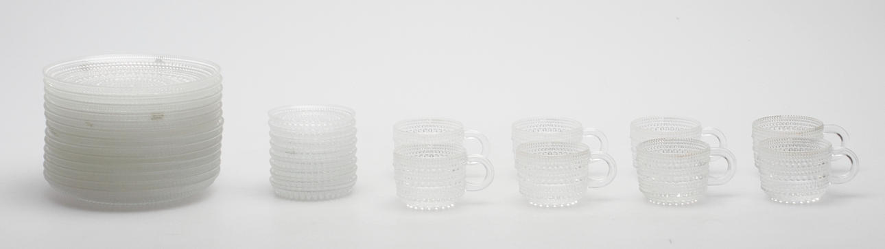 SERVISDELAR, 21 delar, glas, "Kastehelmit" Arabia.