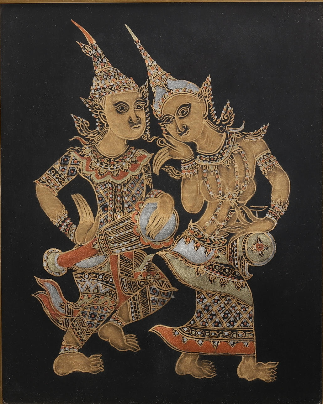 PAINT, textile/marker, dancing couple.