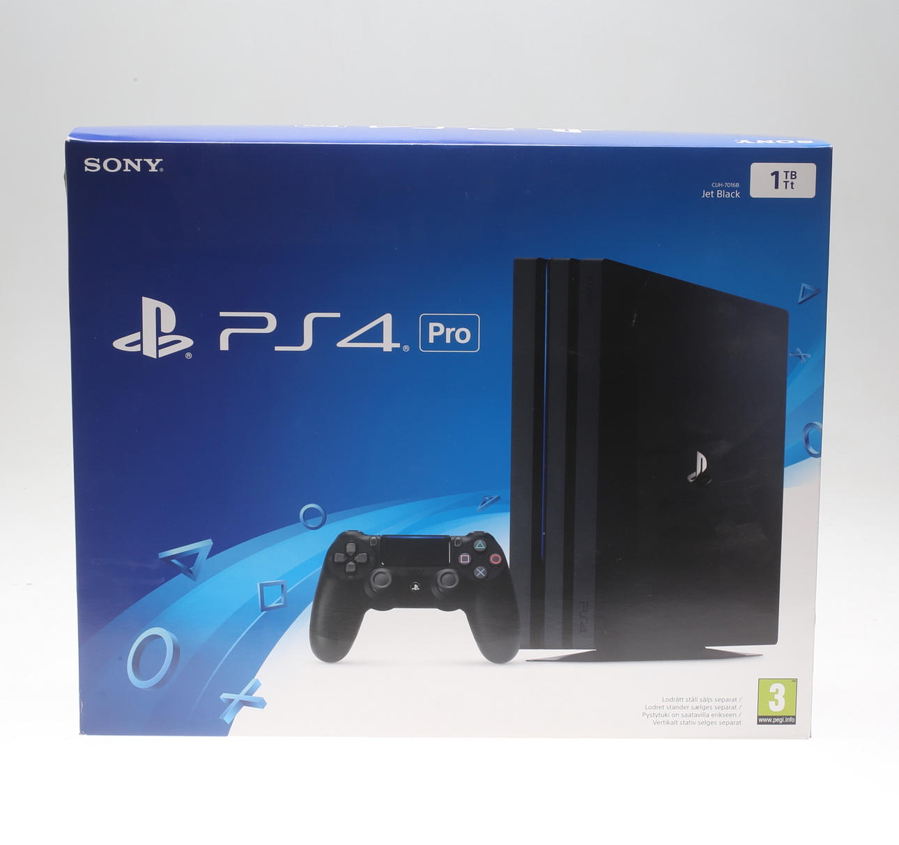 GAME CONSOLE, one controller, two games, in original box, 4 pro, playstation.