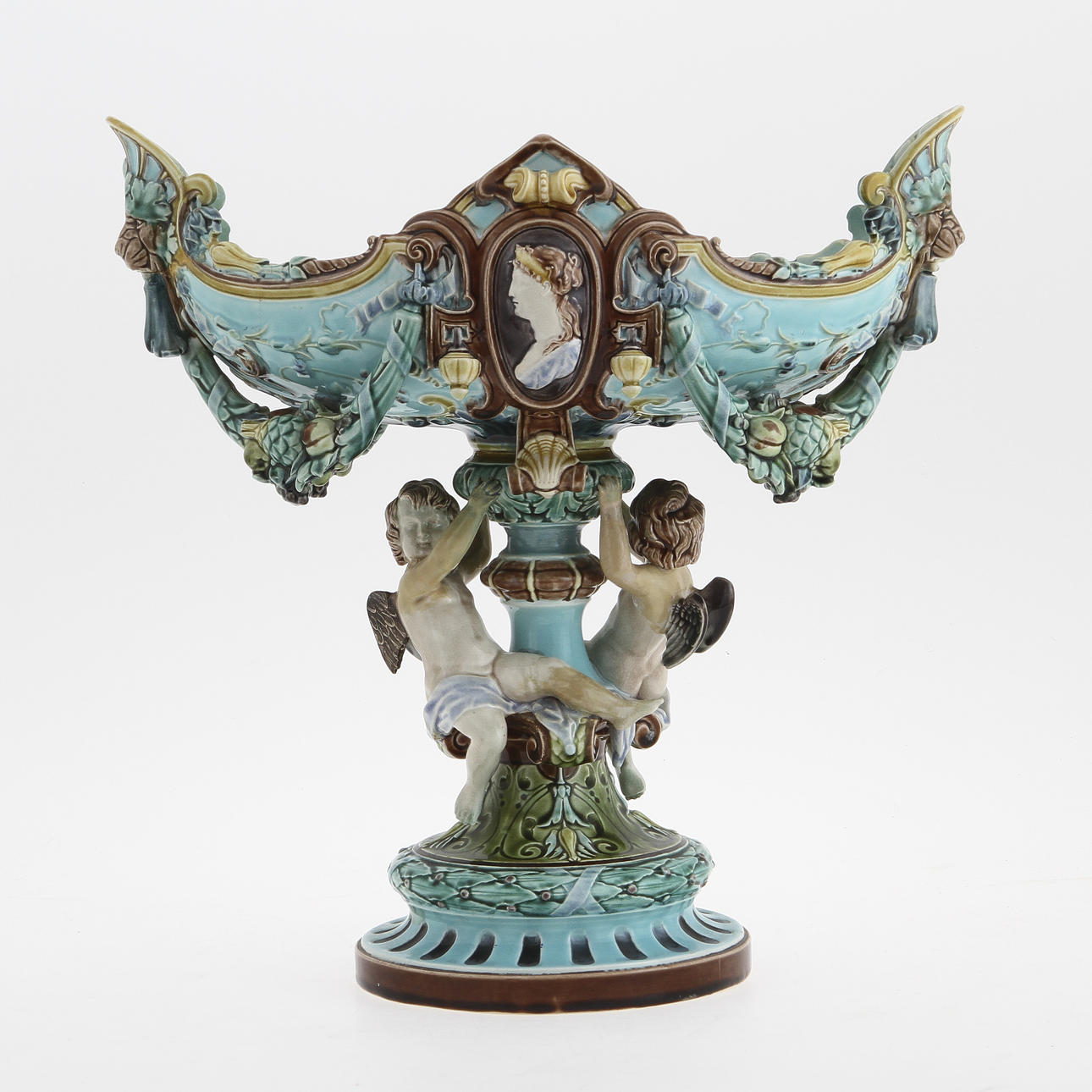 SKÅL PÅ FOT, majolika. Gustavsberg 1800-talets slut.