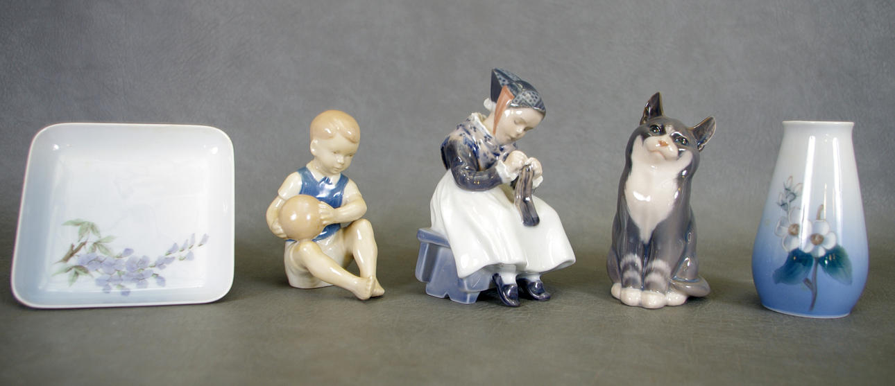 3 PORSLINSFIGURER, VAS SAMT FAT, porslin.