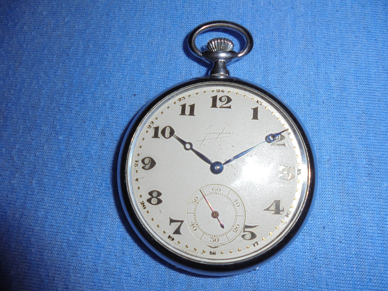JUNGHANS. Pocket watch, mechanical. Arabic minutes. silver 900.