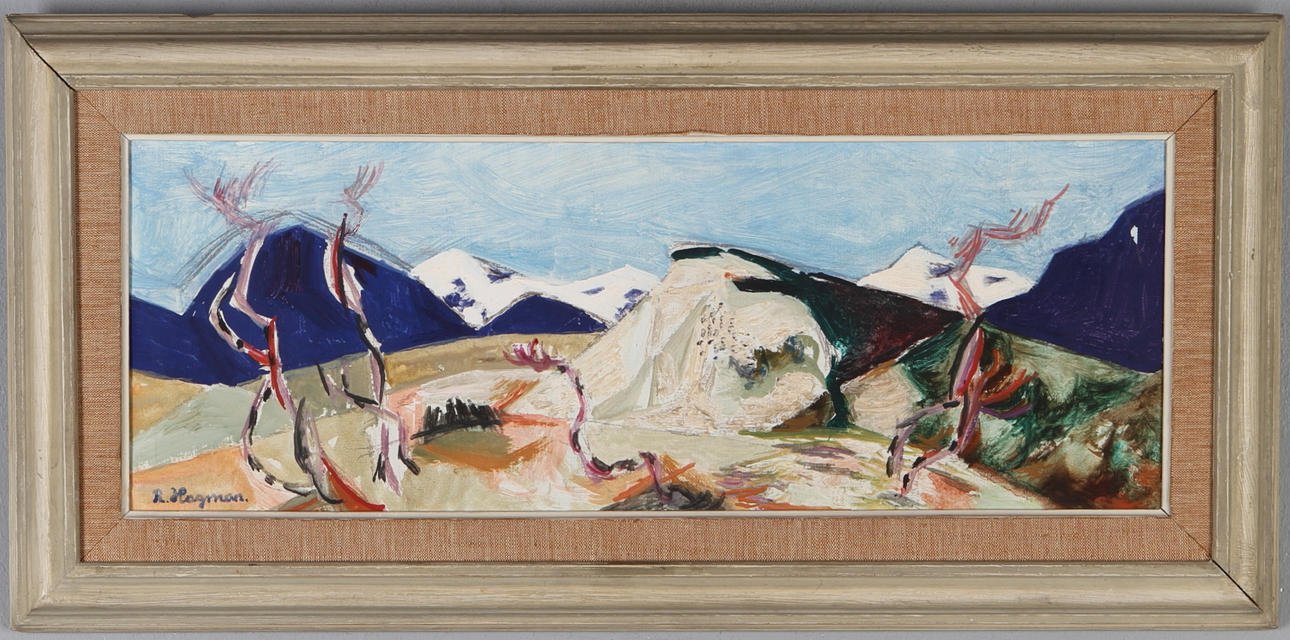 RUNE HAGMAN. "Fjällbjörkar", olja på duk, signerad.