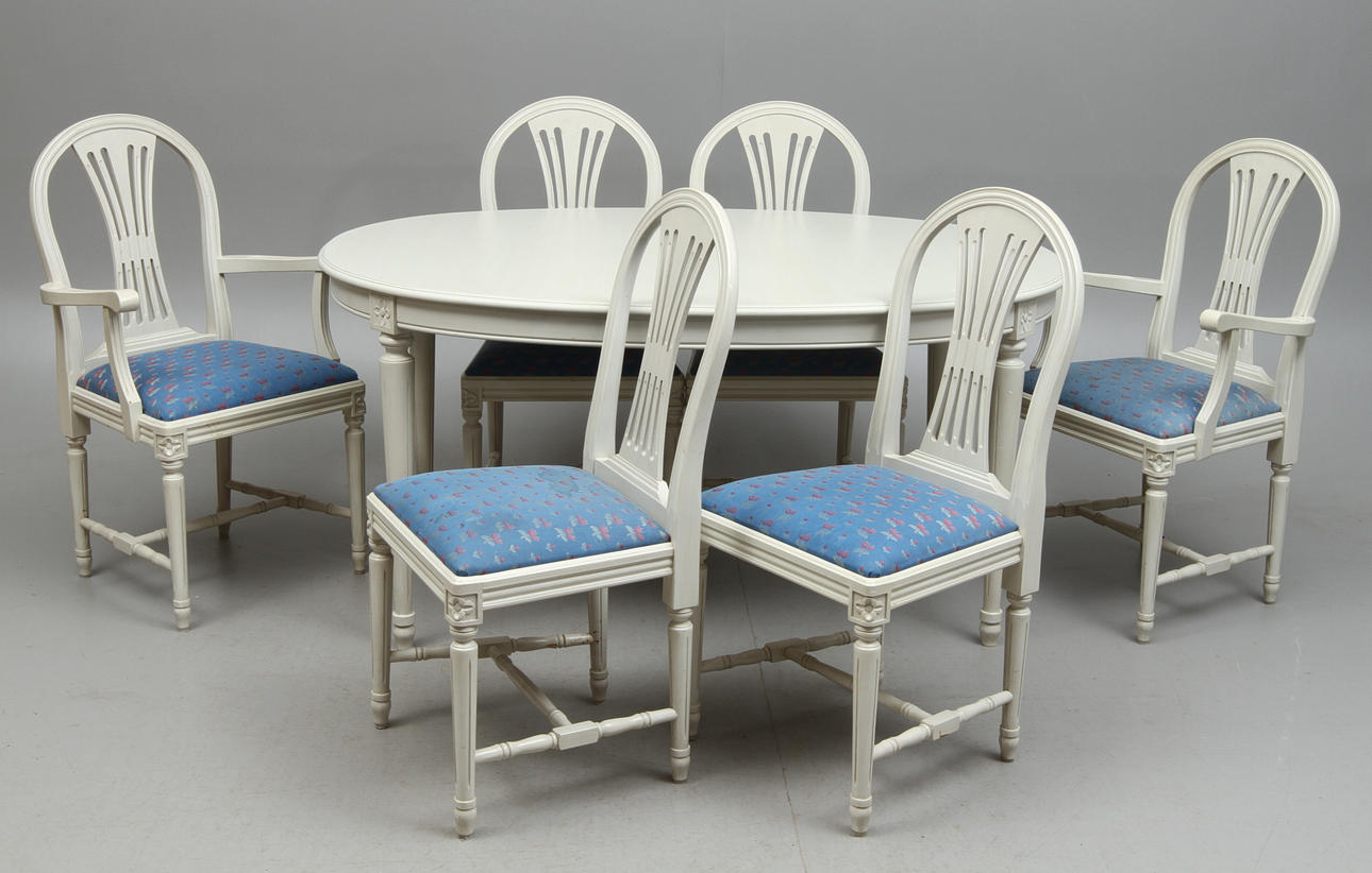 MATSALSGRUPP, 7 delar, Åmells Möbler, Gamla Sverige, 1900-tal.