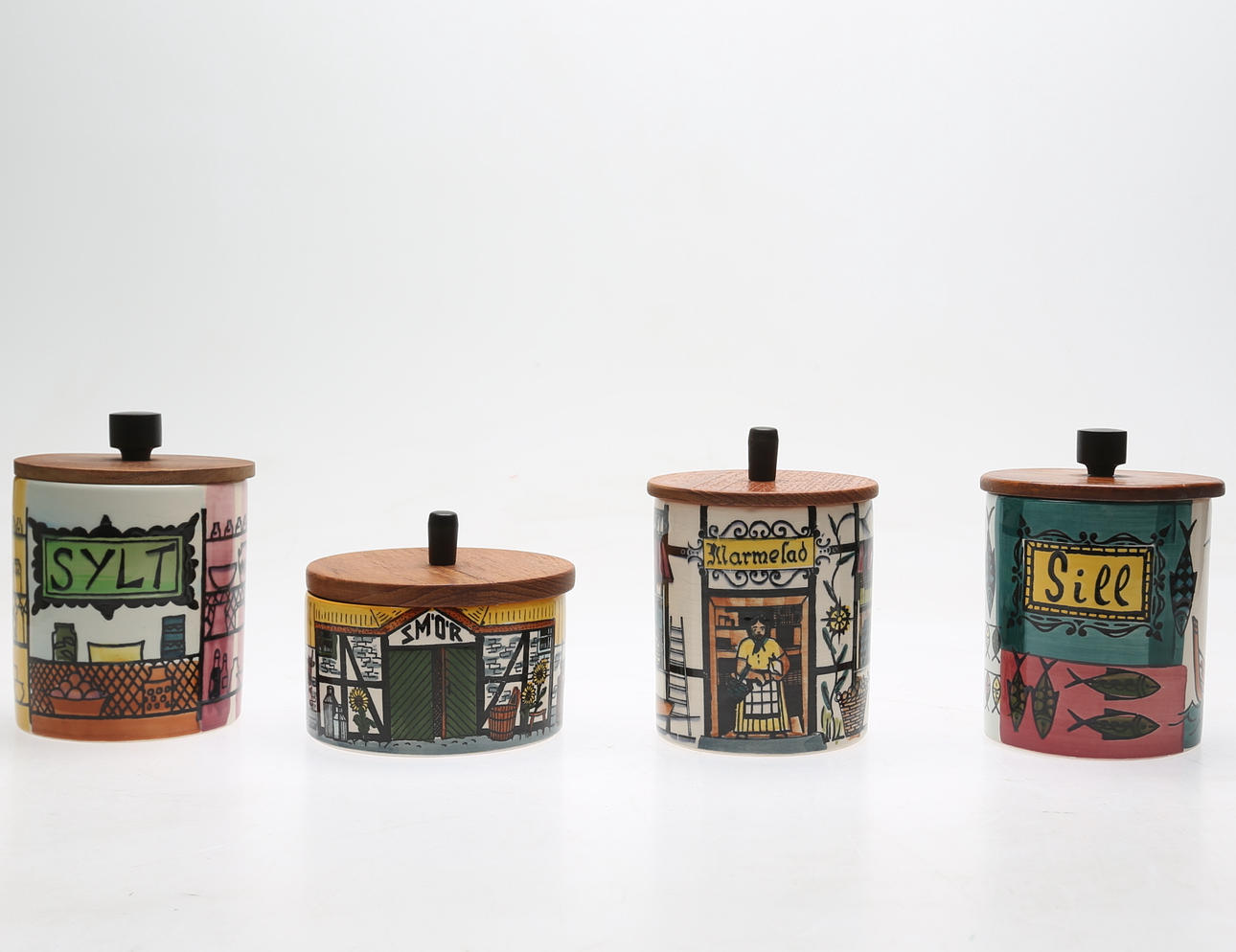 BURKAR, 4 st, keramik, E. Jerup samt Wide, Deco Helsingborg.