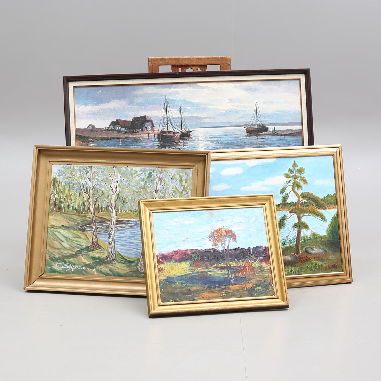 OIL PAINTINGS, 4 pcs.