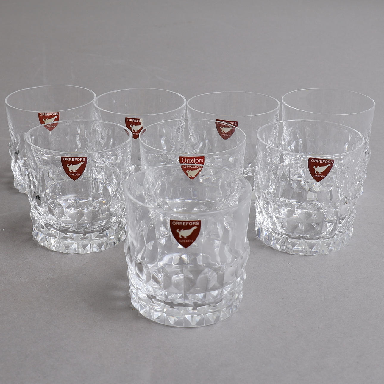 PUNSCHGLAS, 8 st, "Silvia", Ingeborg Lundin, Orrefors.