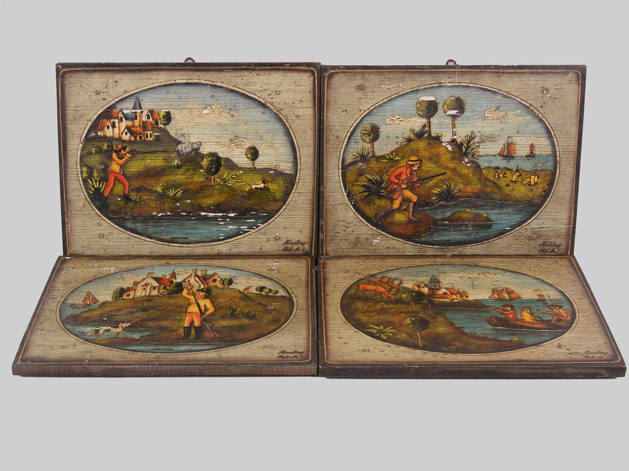 B. D'ARTE F. CONZ. Malede træplader, 4 stk.