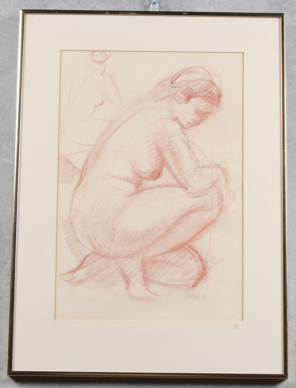 JULES SCHYL. 1893-1977, Teckning, nakenstudie, signerad, daterad -46.