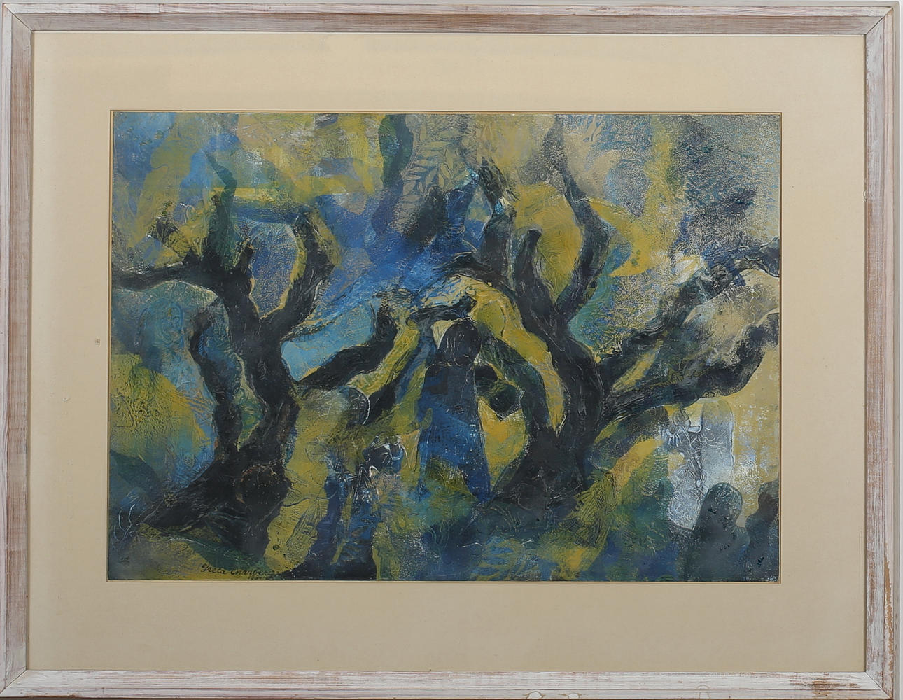 GRETA EHRNBERG. Olivlunden. Blandteknik. Signerad och daterad -59.