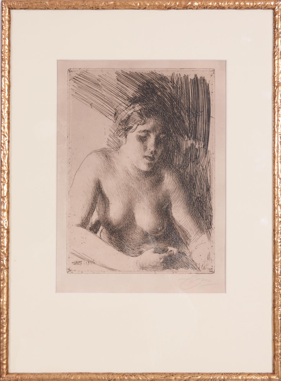 ANDERS ZORN. Etsning, "Byst".