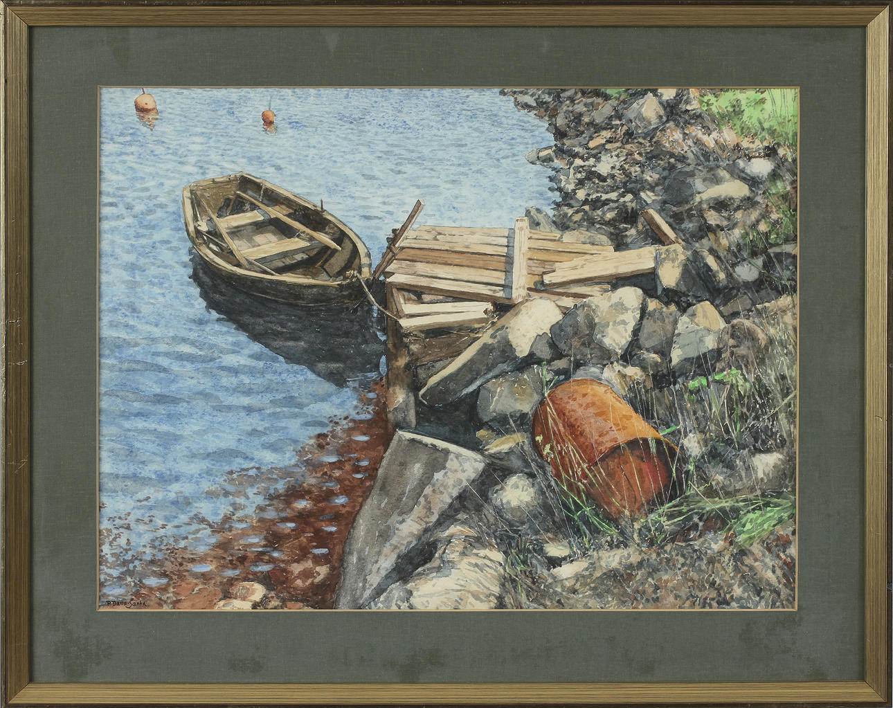 PIETRO DALLA-SANTA. Akvarell, signerad.