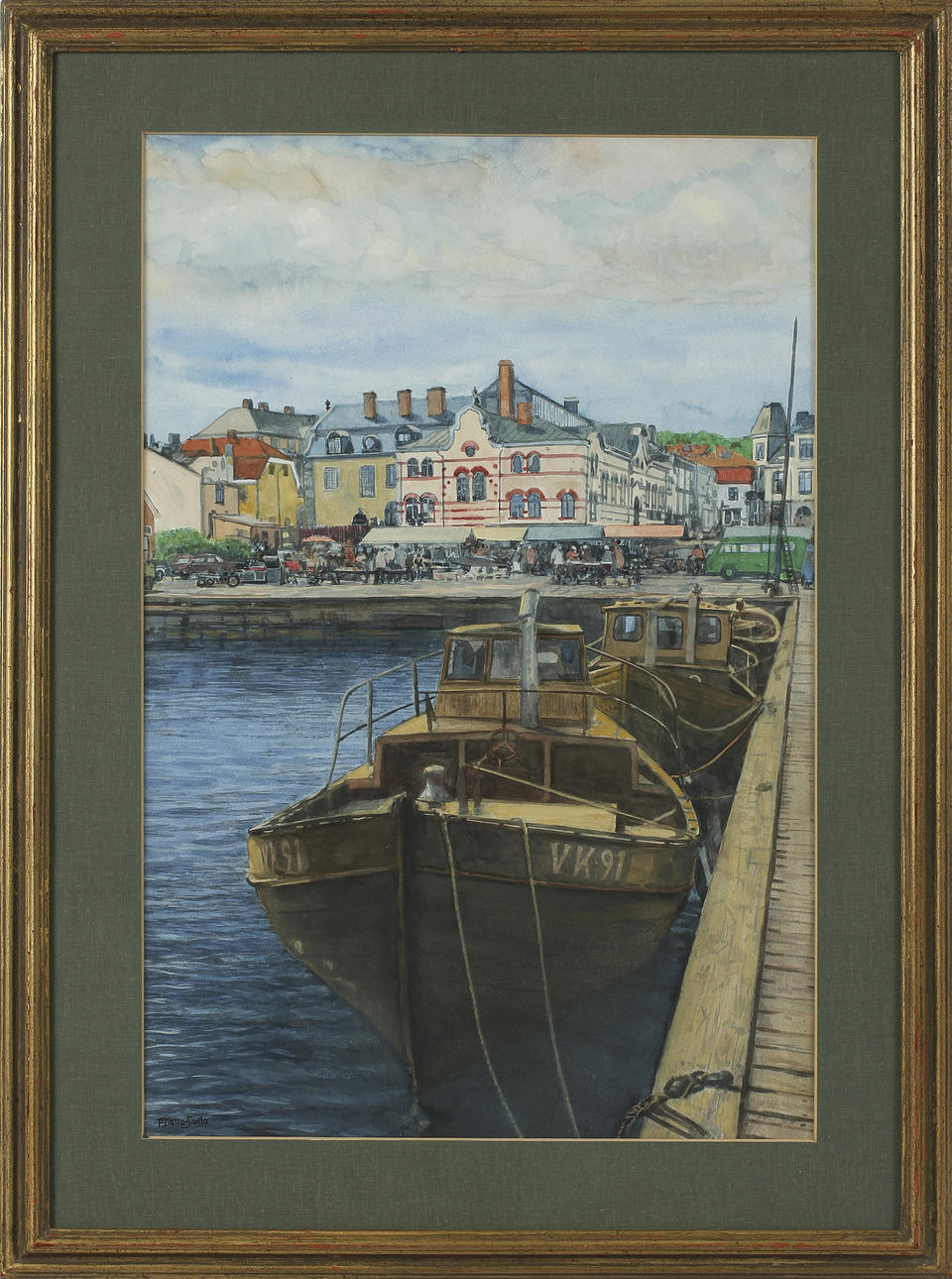 PIETRO DALLA-SANTA. Akvarell, signerad.