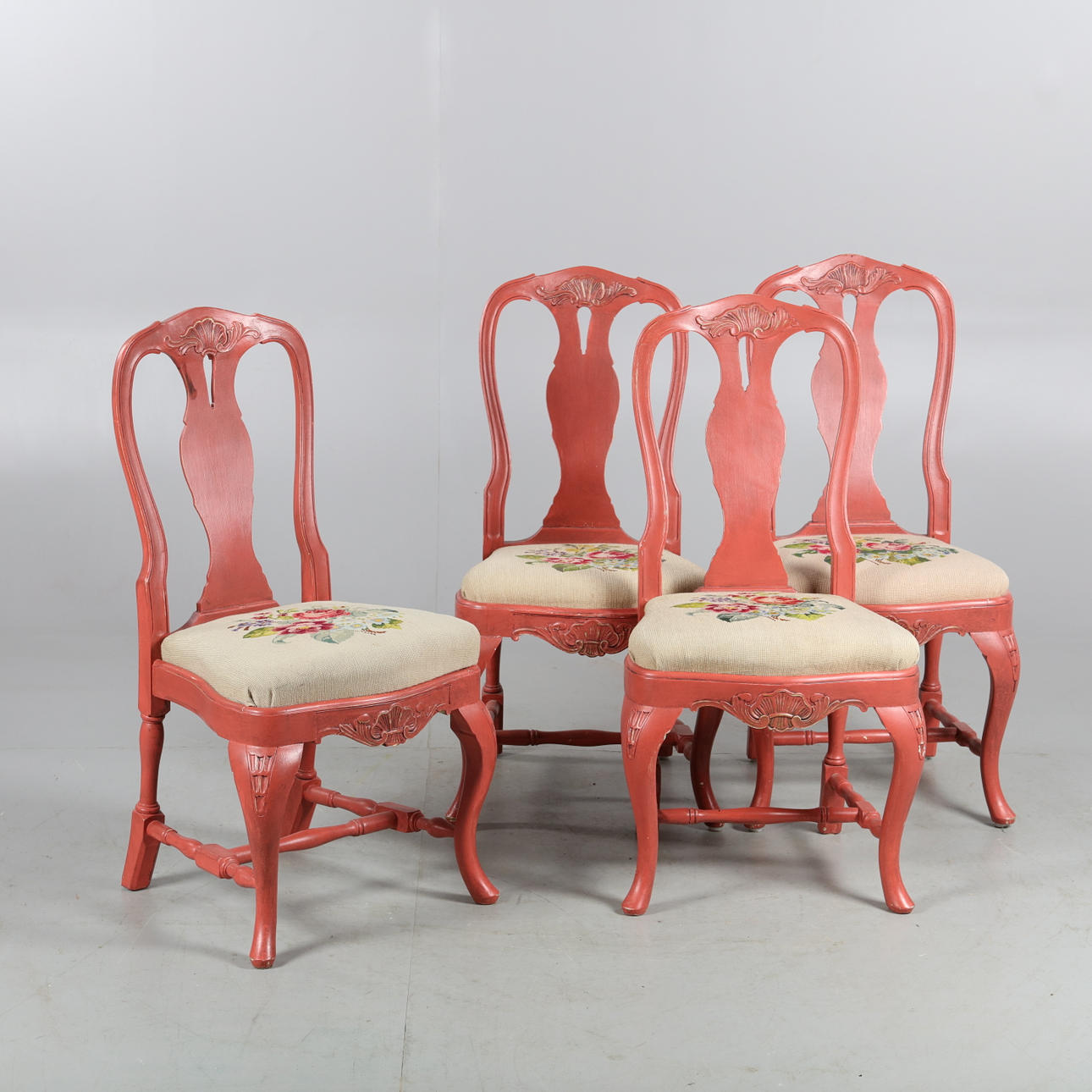 FÅTÖLJER/STOLAR, 4 st, bondrokoko.