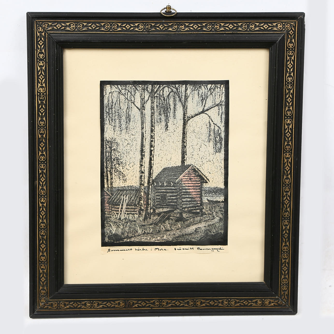 OIDENTIFIERAD KONSTNÄR. "Härbre i Mora", grafiskt blad.