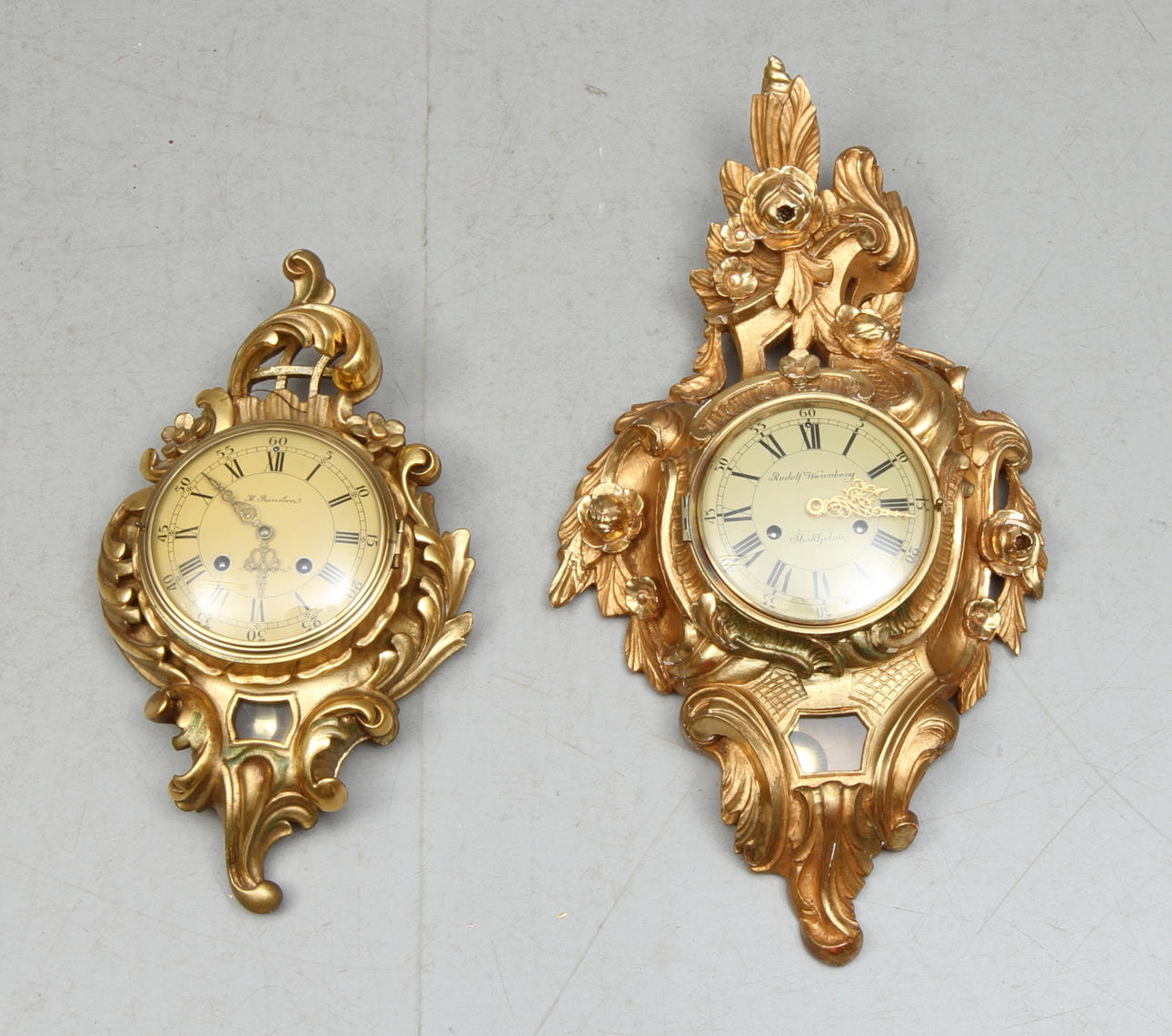 VÄGGUR, 2 st, rokokostil, bland annat Westerstand, Töreboda, 1900-tal.