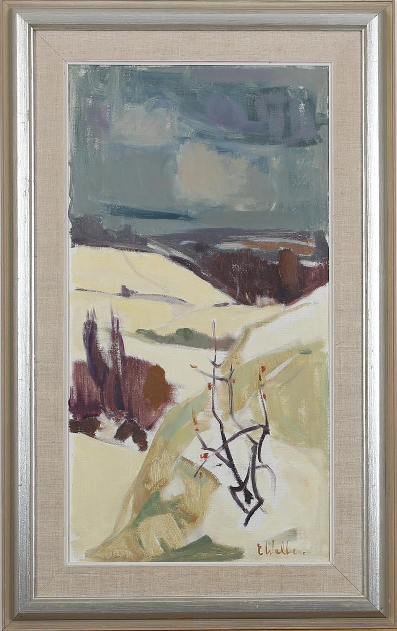 ERIK WALTER PERSSON. Brösarps backar. Olja på duk. Signerad E Walter.