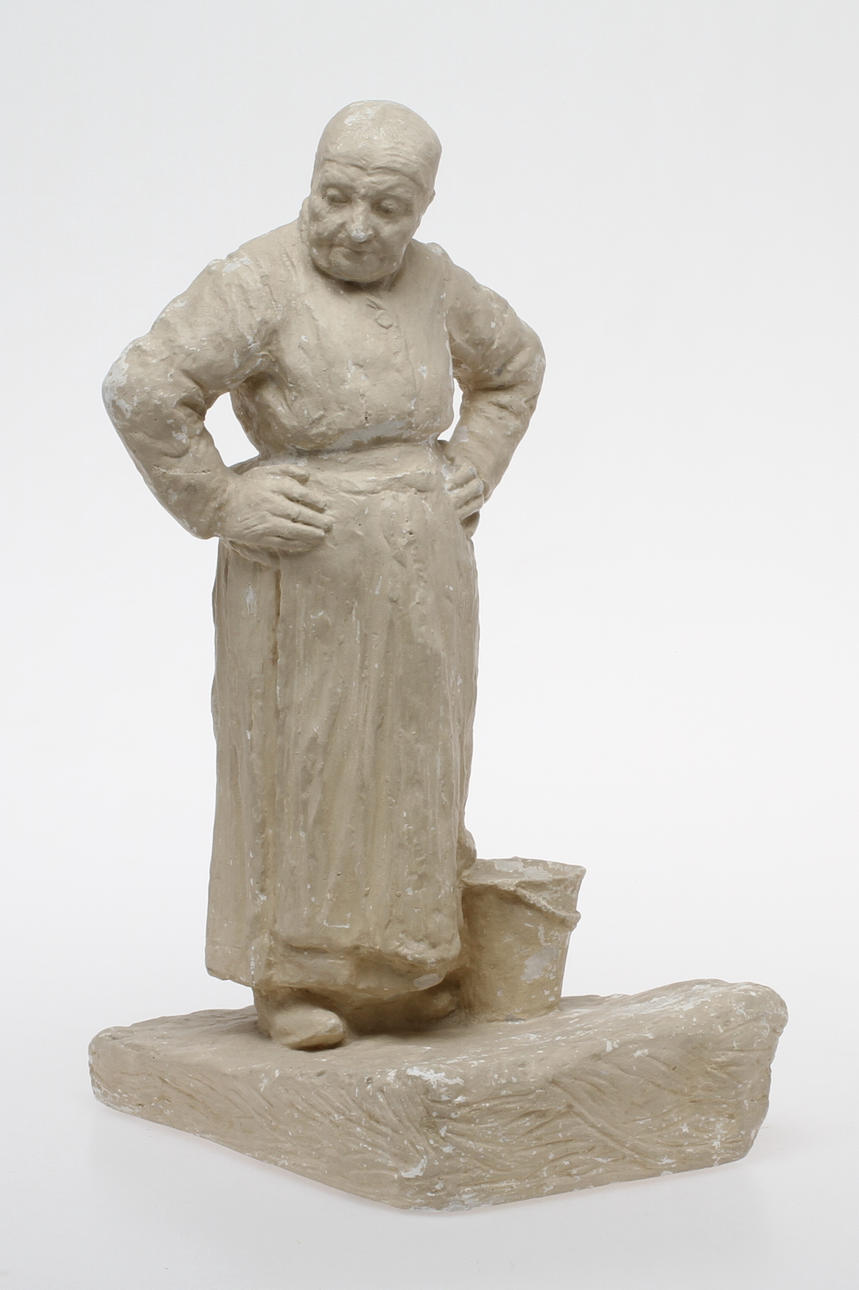 ARON JERNDAHL. EFTER. "Gumman i backen", skulptur, patinerad gips, signerad.