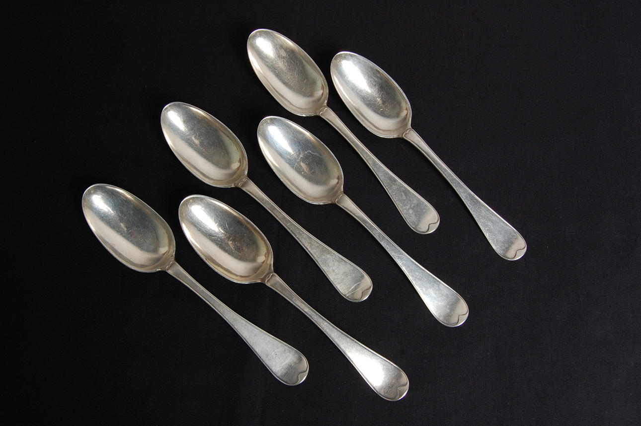 MATSKEDAR, 6 st, silver, Simson Ryberg, Stockholm 1792.