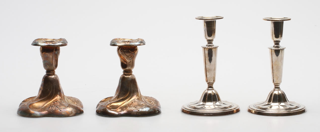 LJUSSTAKAR, 4 st, silver, vikt totalt med fyllning ca 1100 gram.