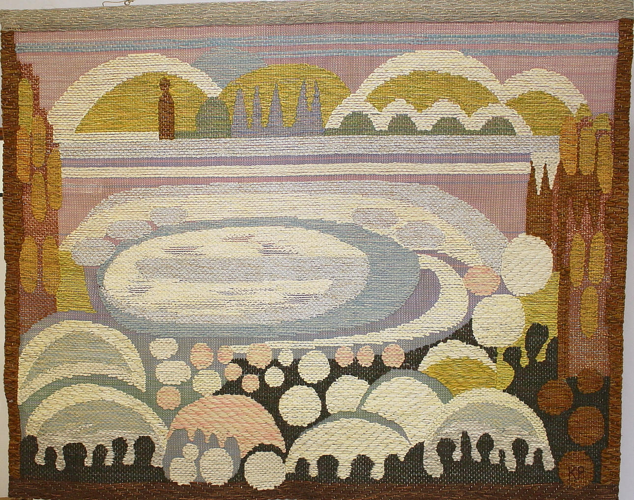 KERSTIN PERSSON. wall rug, "Väntan" signed KP.