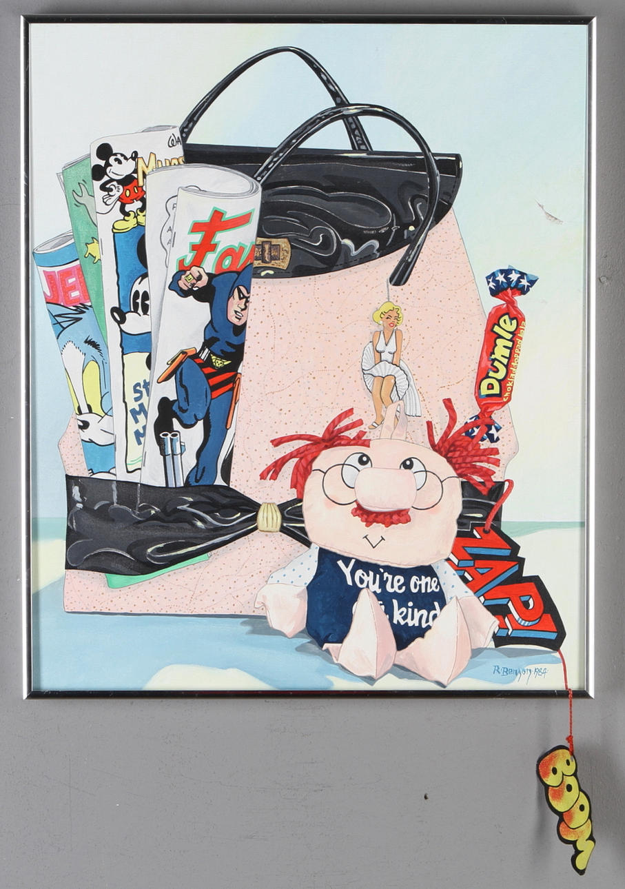 ROBERT BENSON. Komposition "You´re one of a kind", blandteknig på duk, signerad samt daterad 1984.