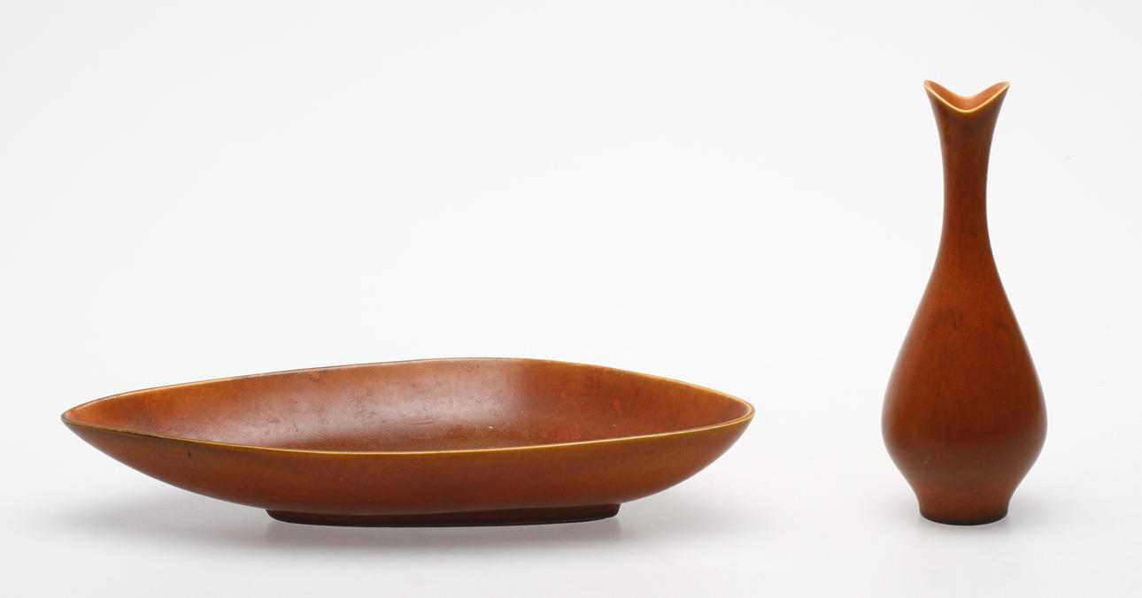 VAS SAMT SKÅL, stengods, harpälsglasyr Gunnar Nylund, Nymölle.