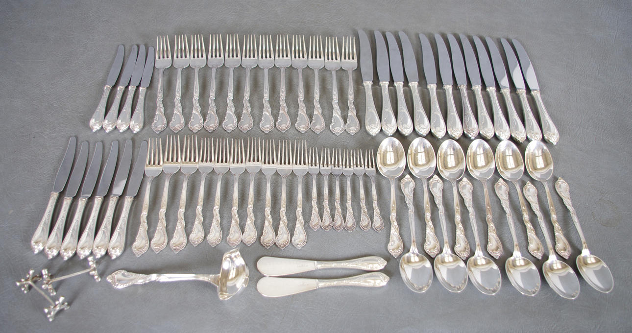 BESTICKUPPSÄTTNING, "Rokoko", nysilver, GAB.