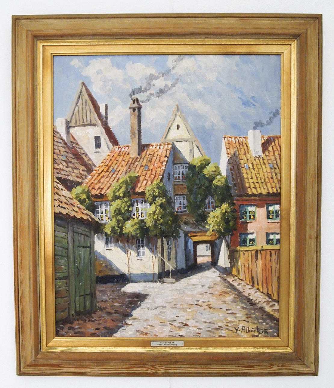 VALDEMAR  ALBERTSEN. OIL PAINTING, "City street".