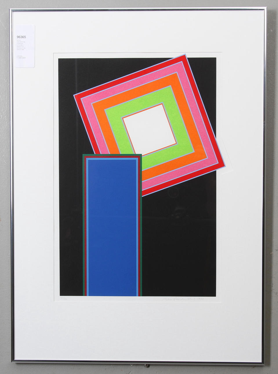 PETER FREUDENTHAL. Färglitografi, Komposition, signerad och numrerad 43/86, daterad 1988.