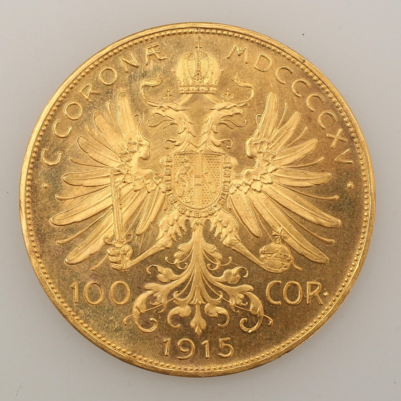 MONEDA DE ORO, 100 Corona, Austria 1915.