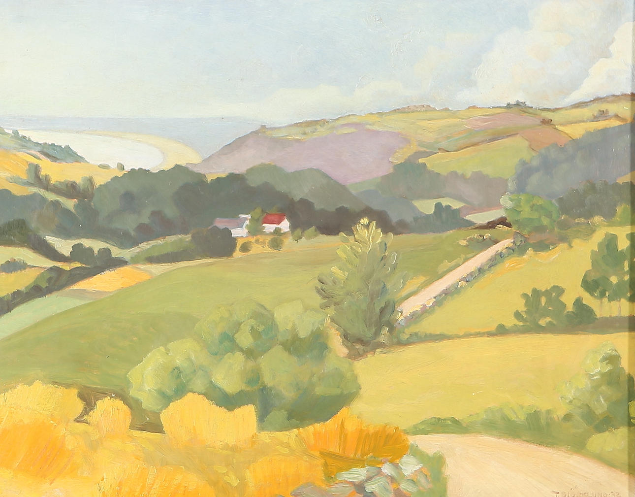 TOM BJÖRKLUND. Landscape motif, oil on Board, signed and dated -32.